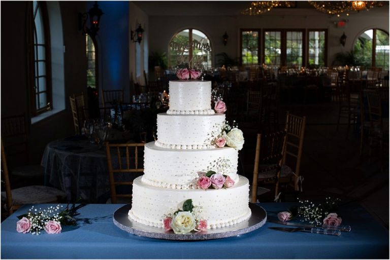 Wedding reception detail of cake at Abble Holmes Estate wedding