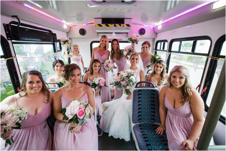 Bridal party taking jitney to ceremony in Longport NJ