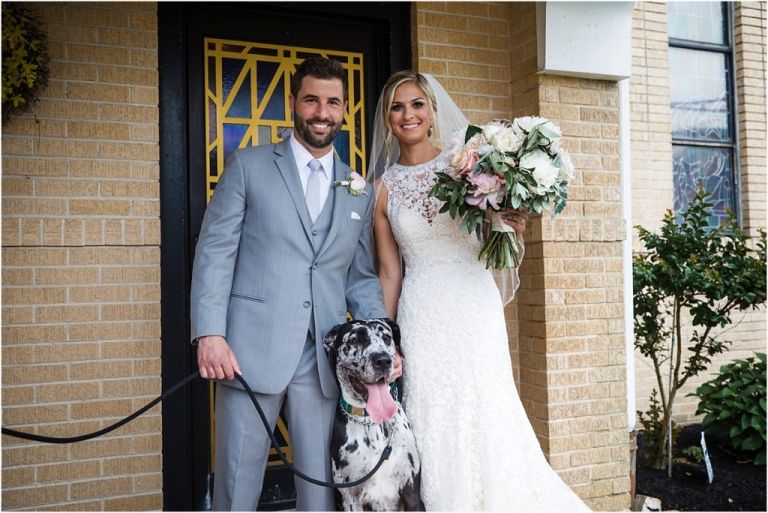 Bride and Groom get a visit from their beloved dog