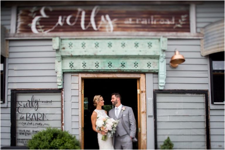 Wedding Couple photo in Everly at railroad doorway