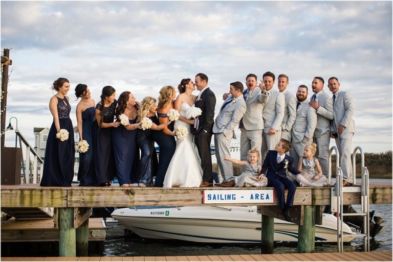 Bridal Party on dock at Sea isle city wedding in NJ