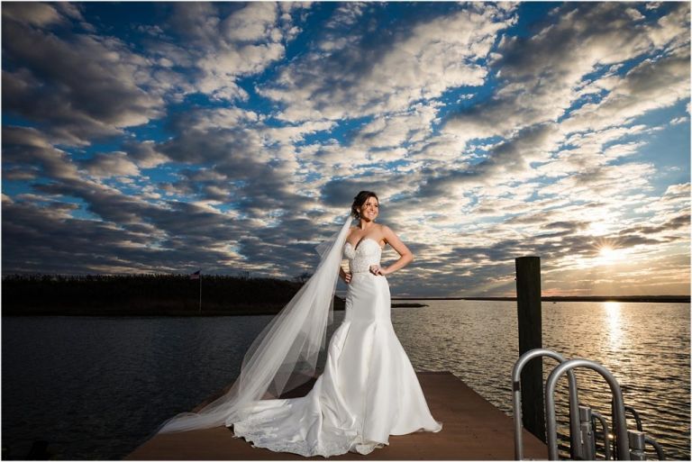 Stunning NJ bride on docks in Sea Isle City