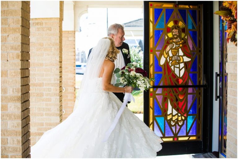 Bride entering church in Longport NJ
