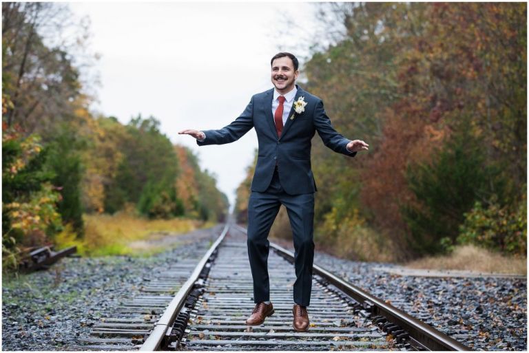 Fun photo of groom at Everly at Railroad