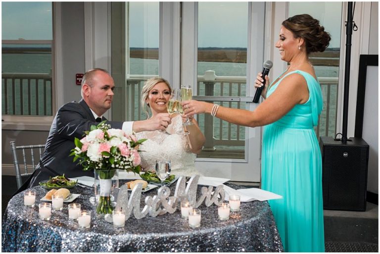 A toast with the maid of honor at Yacht Club of Sea Isle City