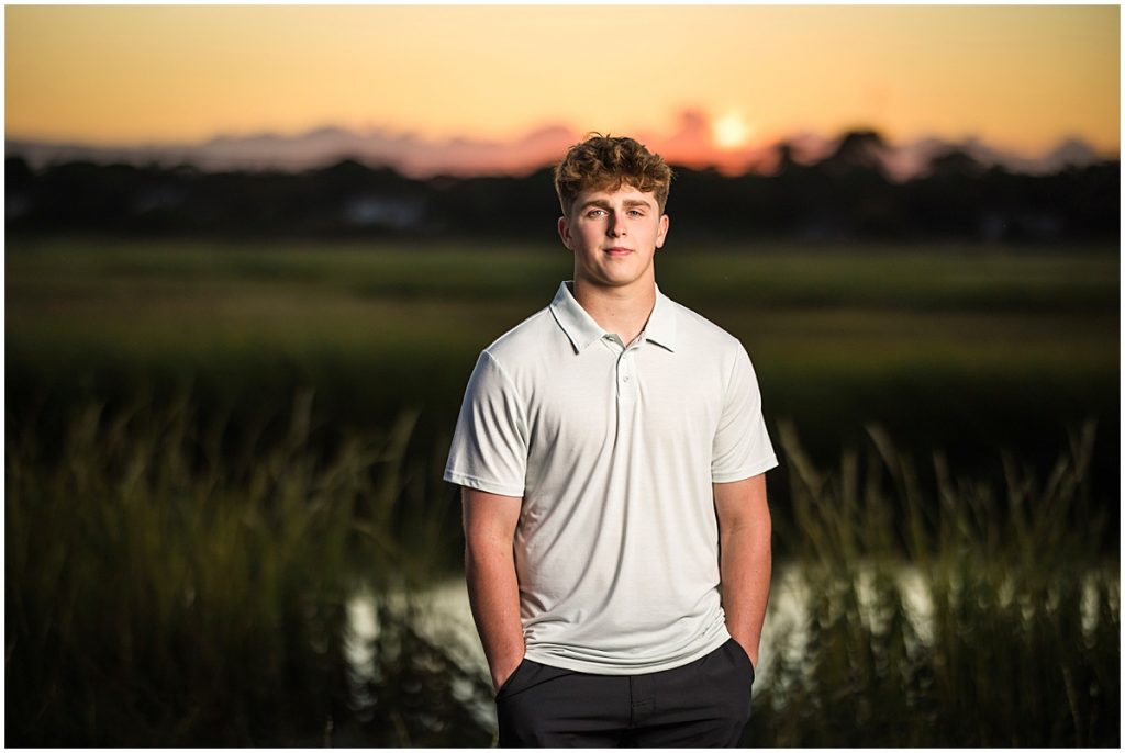 senior portrait during golden hour in linwood, nj