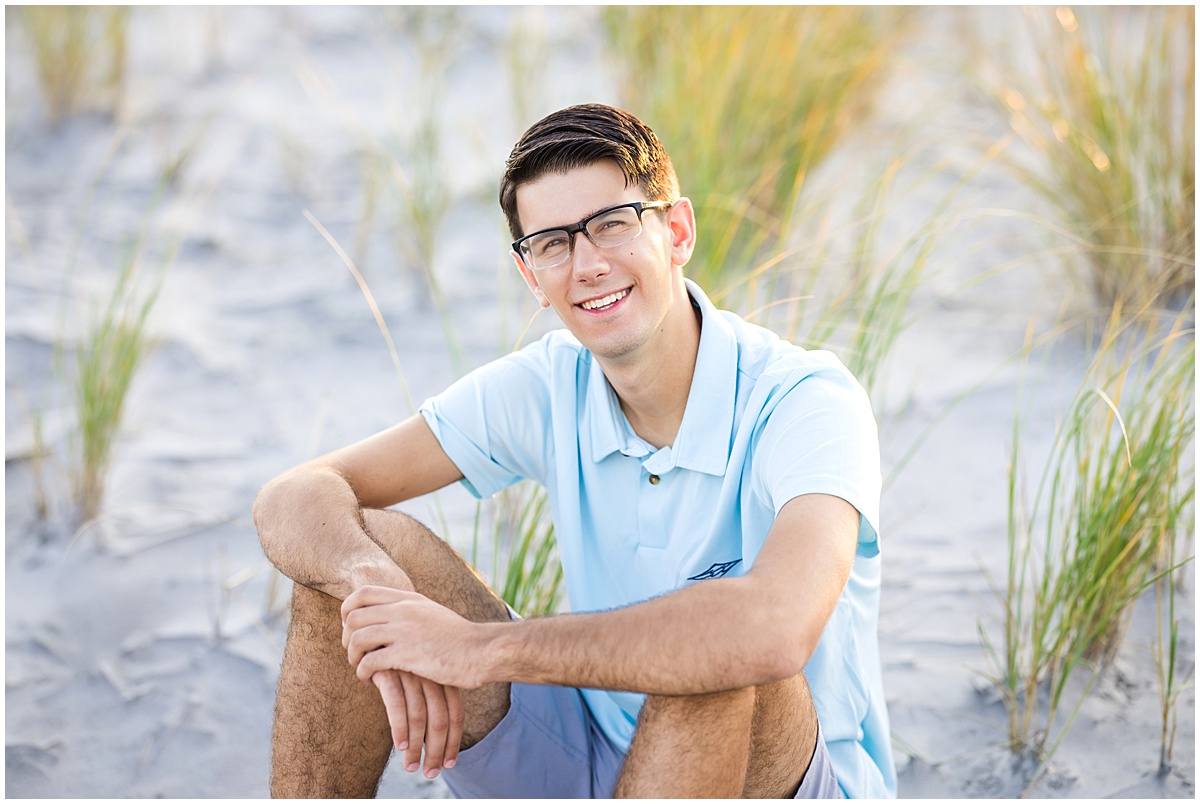 senior picture of male on brigantine beach, NJ