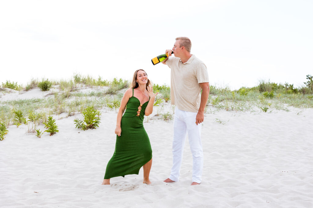 fun post-proposal couples picture on the beach